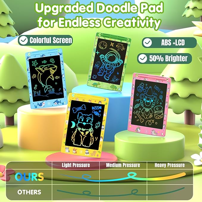 4 Pack LCD Writing Tablet for Kids, 8.5 Inch Colorful Doodle Board Drawing Pad, Party Favor Educational Learning School Prize Birthday Gifts for Boys Girls Age 3 4 5 6 7 8