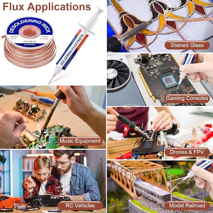 Solder Wick Braid And Solder Flux Paste, No Clean Soldering Flux(10cc) Soldering Remover Tool, 10ft Desoldering Wick Braid For Electronics Repair For Disassemble Electrical Components