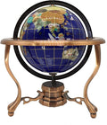 Unique Art 10-Inch Tall Table Top Blue Lapis Ocean Gemstone World Globe with Copper Tripod Stand (BLUE LAPIS)