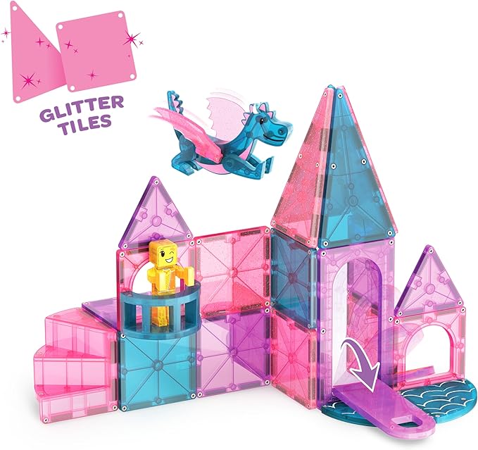 MAGNA-TILES Castle 25-Piece Magnetic Construction Set, The Original Magnetic Building Brand