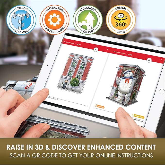 Wrebbit3D Ghostbusters 3D Puzzle Model of Firehouse Headquarters | Includes Ecto 1, Slimer and Features Stay Puft Marshmallow Man | Build and Bust Ghosts in New York