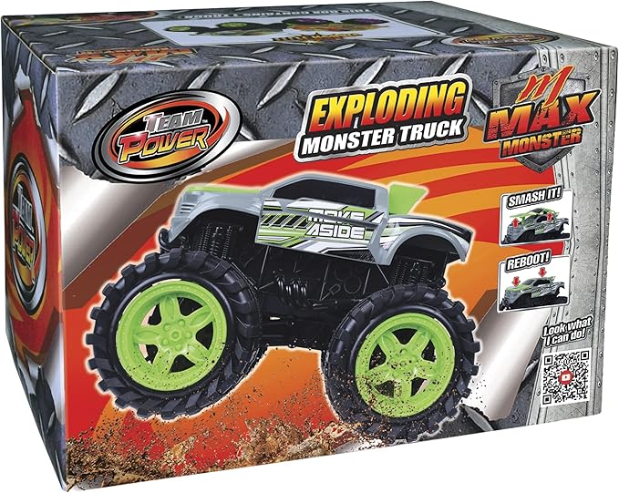Exploding Monster Truck Toy with Explosive Crash Sounds and Lights, Smash It Up Again and Again, 8.7” Monster Truck Toys for Boys Kids Ages 3, 4-7 & Above | Toddler Toys for 3 Year Old Boys Gift