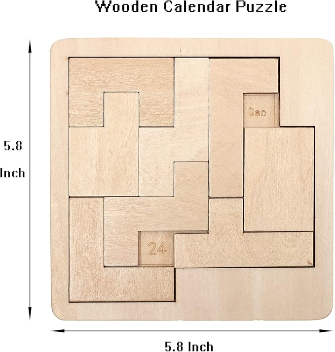 Daily Calendar Wooden Puzzle for Adults - 365+ Date Challenge, Office Logic Game (1 Pack)