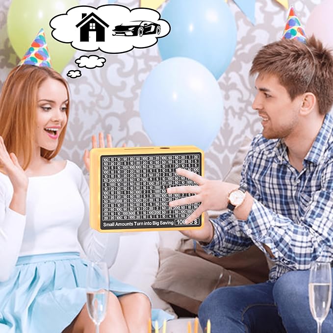 Piggy Bank for Adults Kids, Wooden Coin Bank for Boys and Girls, Cash Vault Money Saving Box with Counter $10000 $5000 $3000 $1000 Savings Challenge Money Box with Money Target and Numbers (Wood Box)