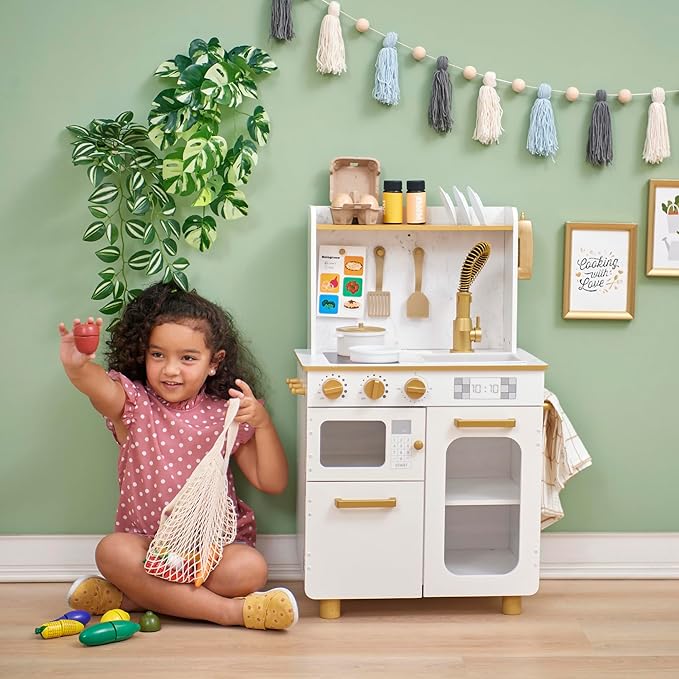 Teamson Kids Little Chef Memphis Play Kitchen, White/Gold