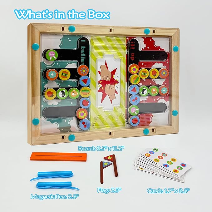 Busy Board,Kids Montessori Wooden Magnetic Toys: 3 4 5 6 Year Old Birthday Gifts for Boys Girls Preschool Educational Learning Activities Toy Sensory Autistic Puzzle Battle Game for Toddlers