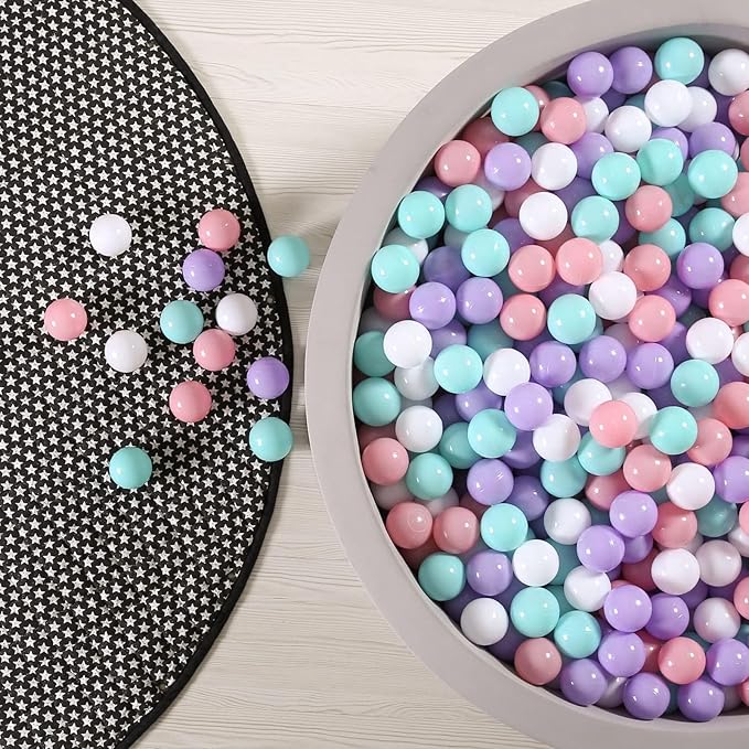 GOGOSO Ball Pit Balls for Toddlers Phthalate-Free BPA-Free Non-Toxic Crush Proof Soft Plastic Play Balls Baby Kids Shape Tent Pool Playhouse Playpen Party Decor,Green Pink Purple White,100PCS
