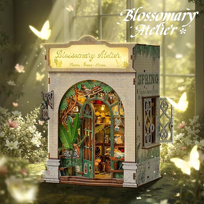 Flower Shop Miniature House Kit,DIY Miniature Dollhouse Kit with LED & Furniture,Mini Diorama House Building Kit for Adults Teens,3D Wooden Crafts Tiny House Mini Model Kit,Home Decor Birthday Gifts