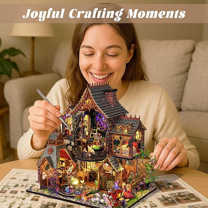 Flever Dollhouse Miniature DIY House Kit Creative Room with Furniture for Romantic Artwork Gift (Magic Forest)
