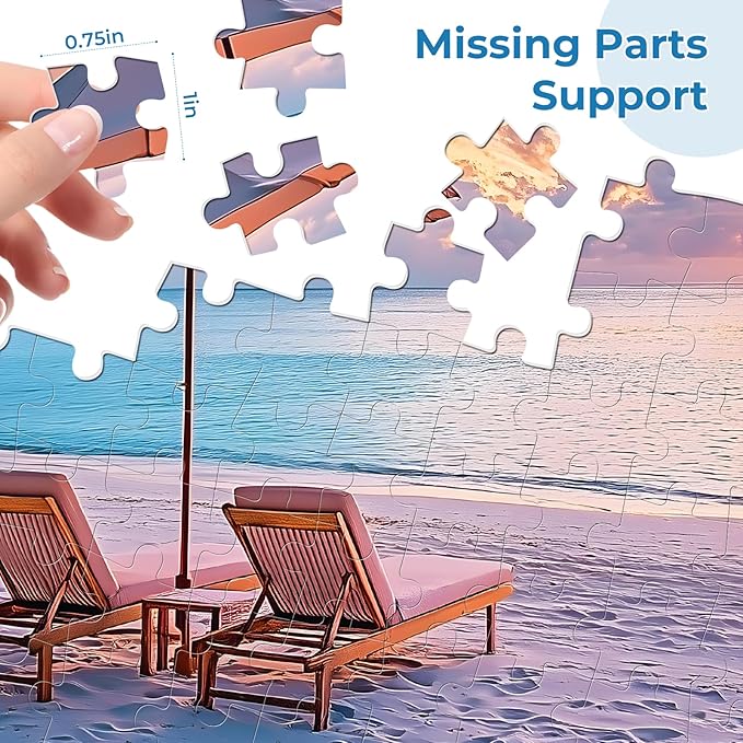 Puzzles for Adults 500 Pieces,Hawaiian Sunset Beach Puzzle for Adults,500 Pieces Tropical Ocean Sunrise Puzzles,Beach Chair Jigsaw Puzzle,Perfect for Game Night Giving Puzzle,20.5x15 in