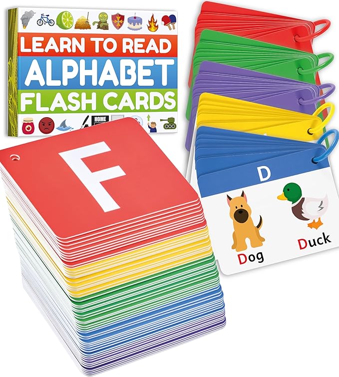 THE BAMBINO TREE Alphabet Flash Cards - Thick ABC Flash Cards for Kids Ages 3-6 - Lowercase & Uppercase Letter Recognition Learning Game