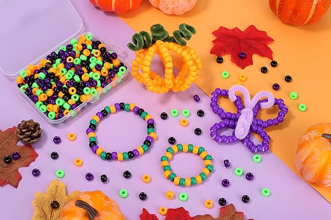 XIANNVXI 10Colours Halloween Pony Letter Beads Set Friendship Bracelet Making Kit 640pcs Orange Purple Green White Letter Pony Beads Bulk