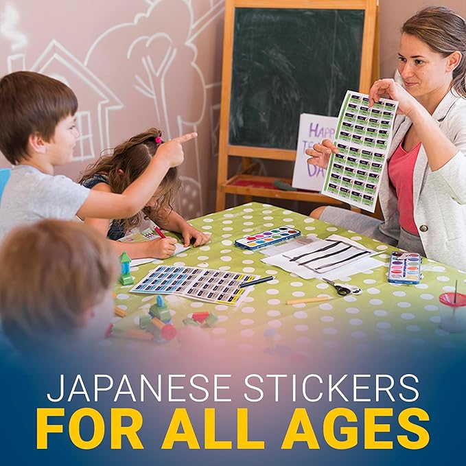 560 Japanese/English Vocabulary Word Sticker Labels – Educational Language Learning Resource for Memory & Sight – Fun for Around The House Game Play - Kids, Grade School, Classroom or Homeschool