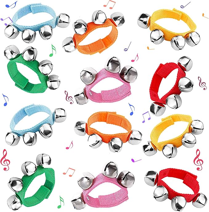 POPLAY Jingle Bells,12 PCS Kids Musical Instruments Ankle Bells for Party Favors Goodie Bags Stuffers
