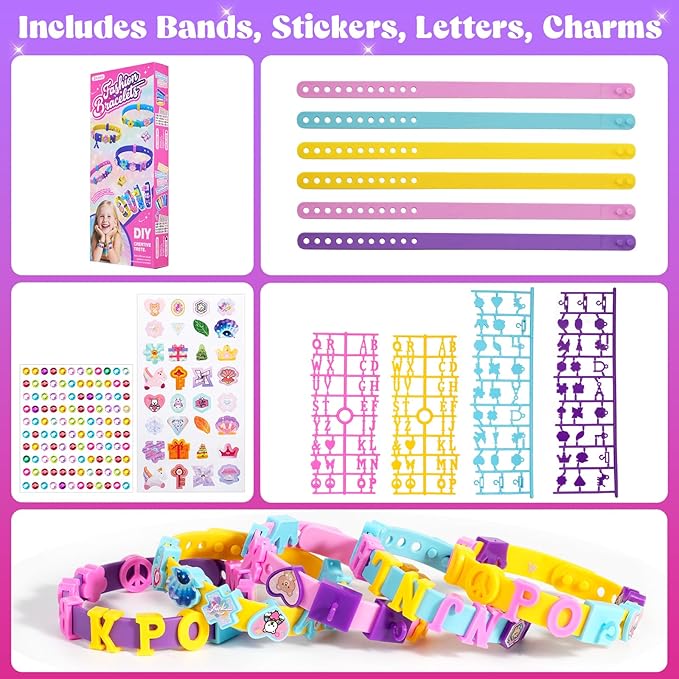 Bcsgj DIY Friendship Bracelet Making Kit for Girls, Jewelry Making kit for Girls,Sticker Bracelet, Bracelet Making kit Birthday Gift for Ages 5 6 7 8-12