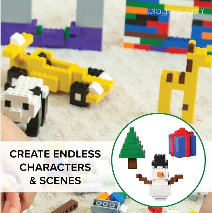 Play Platoon 6 Pound Bulk Building Bricks Set- 10 Classic Colors Bulk Building Blocks Play Set, Generic Brick Parts, for Boys and Girls, Classic