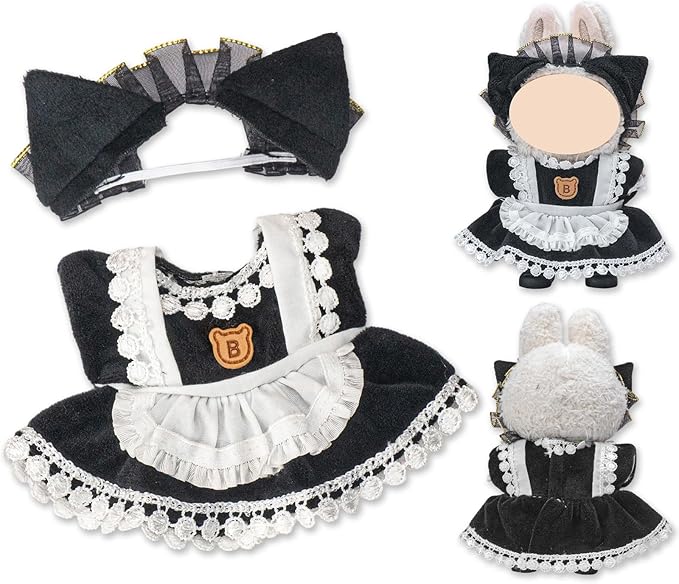 4 Pack—17cm Plush Doll Clothes,Premium Doll Outfit with Accessories,Princess Skirt,Cute Clothes Outfit for 17cm Dolls,End Dress Up Fashion Clothing Set(No Dolls and Shoes) (Set L)