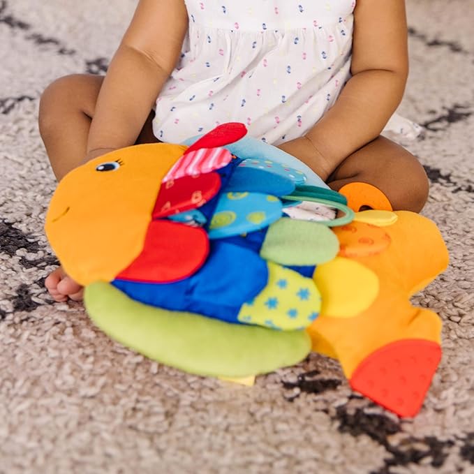 Melissa & Doug K’s Kids, Flip Fish Stuffed Animal, Soft Baby Book, Multi-Textured Squeaking & Crinkling Infant Sensory Toys for Babies with Baby Mirror, Tummy Time Toys for Infants Ages 0–9 Months