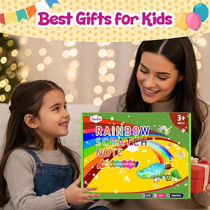 Decojoy Party Favors for Kids 4-8, Scratch Art Birthday Return Gifts, Bulk Rainbow Scratch Paper Notebook 24 Sets Supplies, Cool Craft Kit Goodie Bags Stuffers for Girls Boys School Classroom