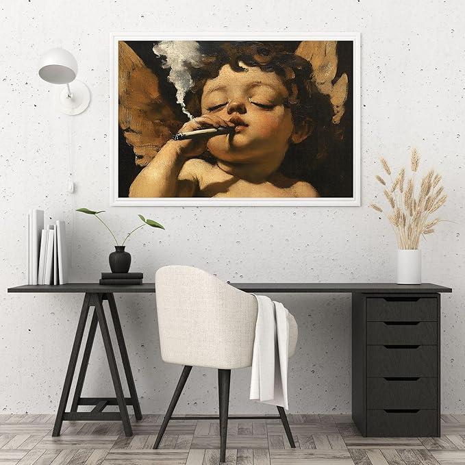 1000-piece Little Angel's Rebellion - Cupid Smoking Adult Wooden Puzzle, Intellectual Challenge, Stress-Relieving Puzzle, Relaxing Family Activity, Decoration, Size: 29.5 x 19.7 in