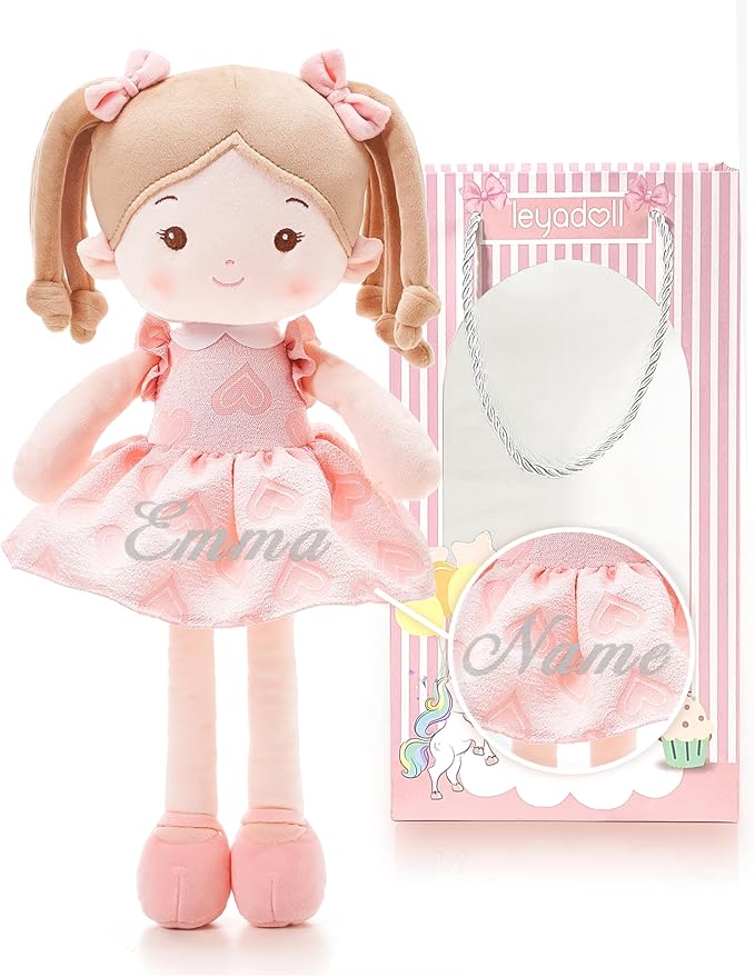 Personalized Soft Baby Doll Toys for Girls (16''), My First Birthday Gift, Christmas Dolls, Baby Rag Doll Plush Toys for Toddler Kids Infants -Sweetheart Girl Light