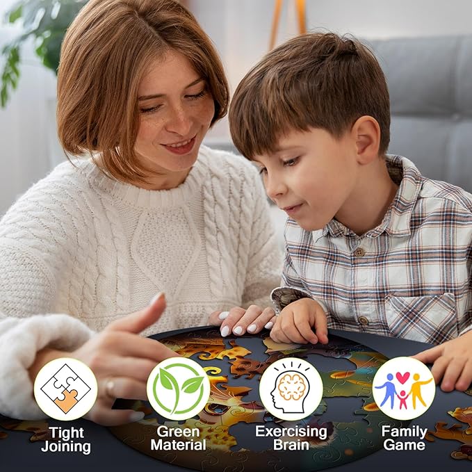 Christmas Birthday Gifts for Kids Girls Boys, Wooden Jigsaw Puzzles for Kids Ages 4-6, 50 Piece Unique Shape Animal Theme Puzzle - Preschool Learning Educational Toys for Kid 3+ (Leopard)