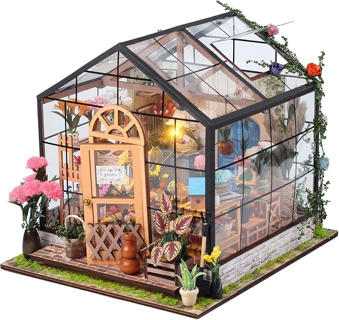 DIY Handmade Miniature Furniture, Wooden Diorama Book Nook House Kits Build Crafts for Adults, Miniature Street Tiny Library House Making Kit 1:24 Scale