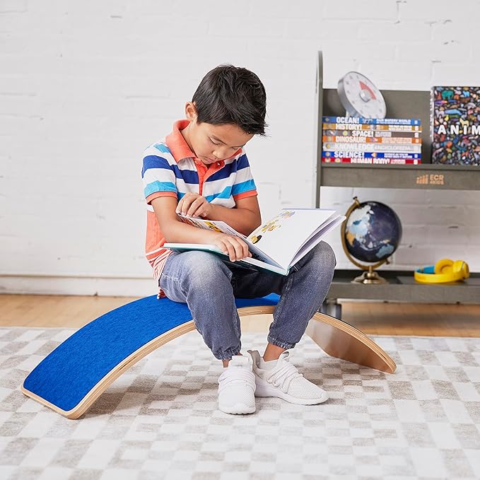 ECR4Kids Balance Board with Felt Base, Montessori Toy, Blue