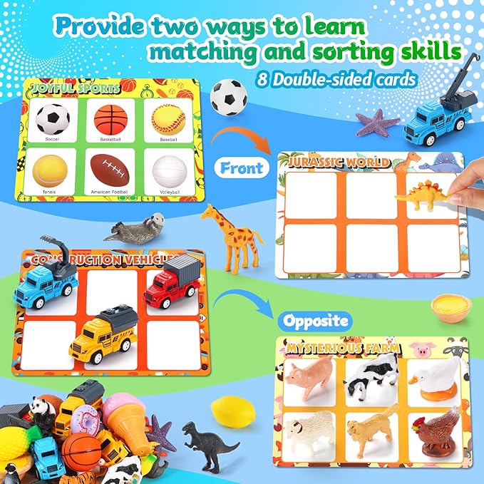 Sorting Toys for Toddlers, Sensory Toys for Kids Age 3 4 5, Boys Girls Montessori Toy, Preschool Learning Activities Education Toys, Alphabet Animal Dinosaur Fruit Vehicle Farm Toys
