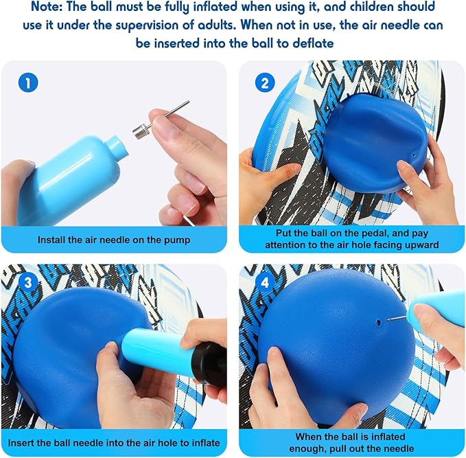 Junkin 2 Pcs Pogo Ball Trick Board Toy Balance Board Pogo Balance Bounce Ball with Pump and Strong Grip Deck for Fun Challenge Fidget Indoor,Outdoor Toys