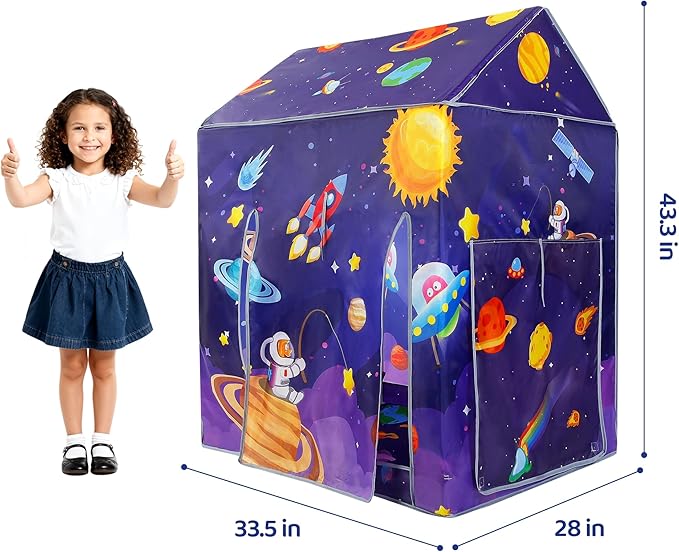 TTLOJ Gift for Christmas Universe Space Style Play Tents for Boys Girls, Playhouse Castle Toy for Toddler Play House, Teepee Tent Indoor Outdoor