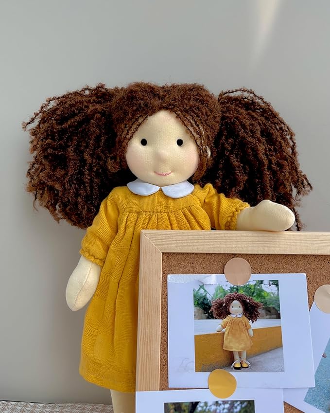 BlissfulPixie Handmade Waldorf Doll - Inka 12", Soft Girl Rag With Cute Stuffed Plush, Ideal First for Babies & Toddlers