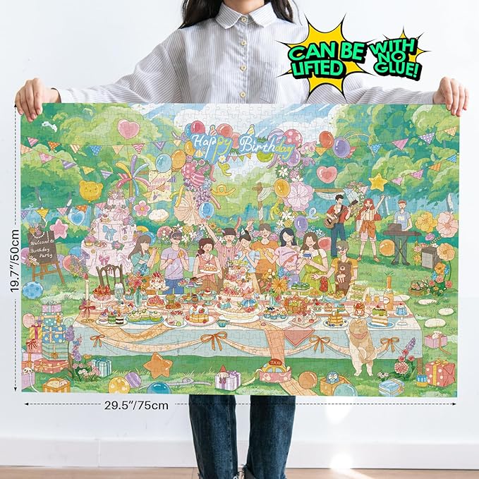 MOMIBOOK 1000 Piece Puzzle for Adults Jigsaw Puzzles of Birthday Movement, Glow in The Dark Luminous Painting Image Challenging Hard Impossible Puzzle Unique Funny Party Christmas Birthday Gifts
