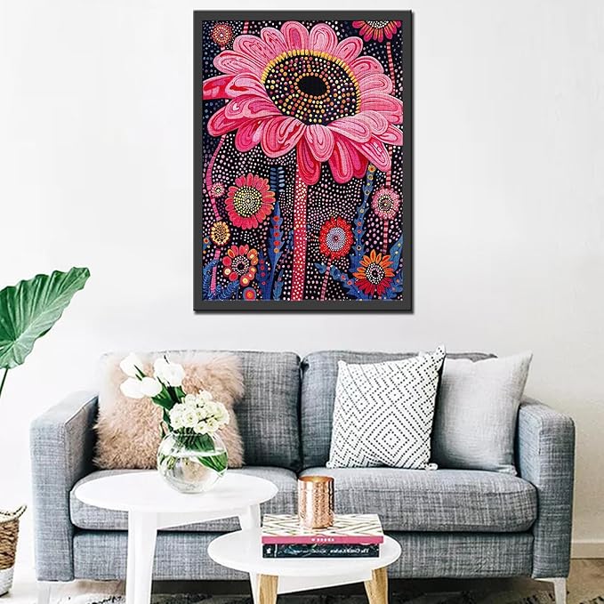 Pink Gerber Flower Jigsaw Puzzle 1000 Pieces Puzzles for Adults,Floral Pink Petal Jigsaw Puzzles for Challenging Family Activity Games Colorful DIY Flowers Craft Puzzle for Home Decor Gift
