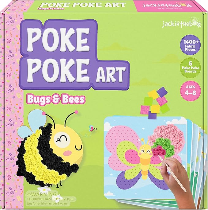 jackinthebox Poke Poke Art – Bugs Theme, Mess-Free Fabric Art and Craft, Flower Pressing Kits, Gift for Kids, Toys for Girls and Boys Ages 4 5 6 7 8