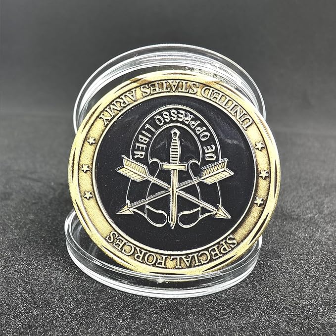 Military Challenge Coin USA Army Special Forces - Green Beret Faithful & True Valor Military Gift for Soldiers & Veterans - Disabled Veteran Owned Business - Army Prayer