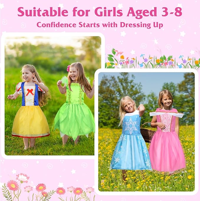 Princess Dress Up for Girls 4-6, Dress Up Clothes for Little Girls 3t-4t