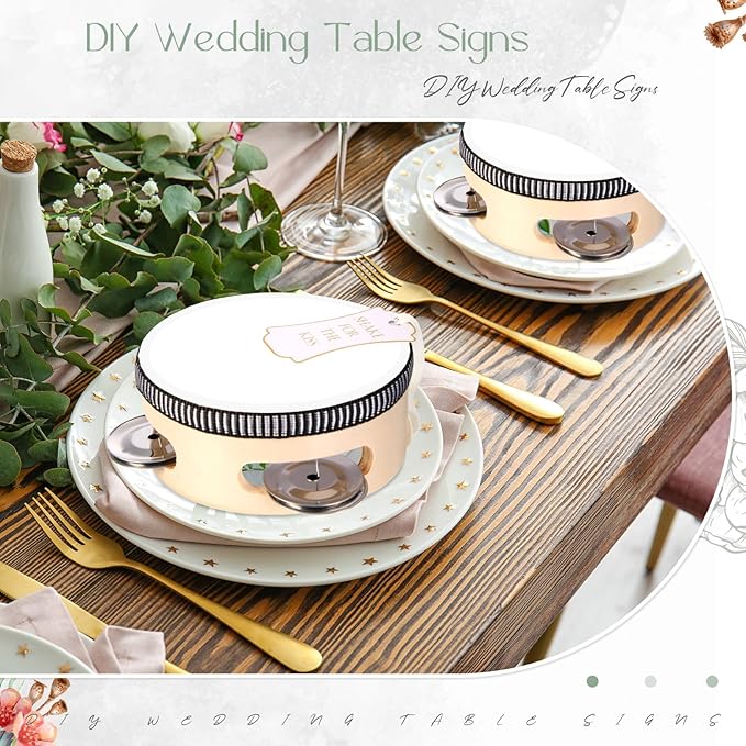 24 Set Tambourine for Adults Wooden Hand Held Drum with Metal Jingles, Gift Tags, White I Love You Printed Ribbon Percussion Gift Musical Instrument for Church Wedding Party Favor (8 Inch)