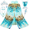 Princess Dress Up Toys Mermaid Dress Up Cape Kit 9 Pcs Gift Set for Little Girls 3-8 Years Old