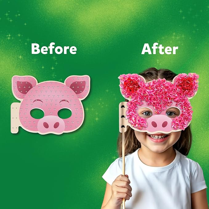 Skillmatics Poke-in Art - Halloween Animal Masks, Mess-Free Fun for Kids, DIY Wood Craft Kits, Creative Halloween Activity, Gifts for Girls & Boys Ages 4, 5, 6, 7, 8, 9