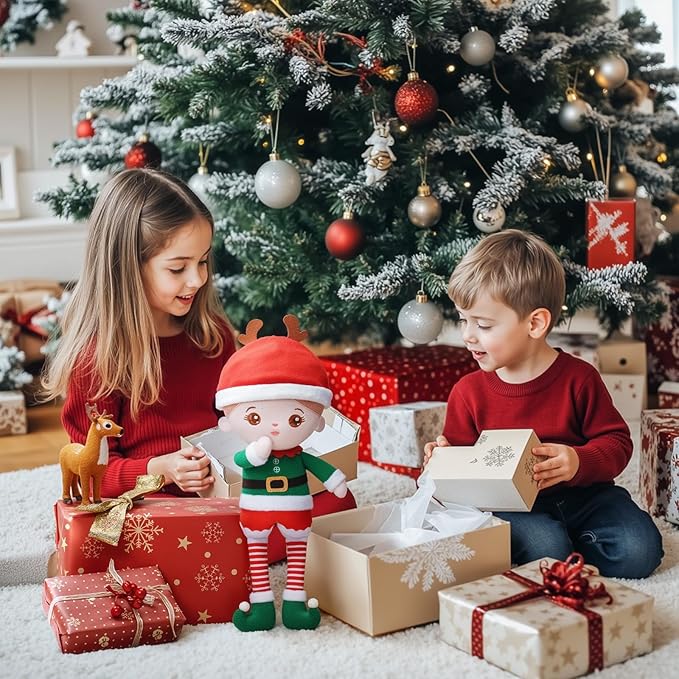 OUOZZZ Christmas Soft Baby Doll Toys for 1 Year Old Girl Gifts | Christmas Plush Toys Gift Collecting and Decorating for Toddlers Kids Infants 15"
