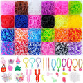 XKDOUS 24 Colors Rubber Band Bracelet Kit, Rubberband Bracelet Making Kit for Kids Ages 6+