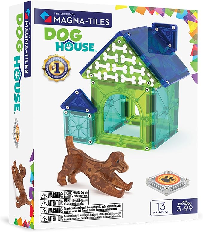 MAGNA-TILES Dog House 13-Piece Magnetic Construction Set, The Original Magnetic Building Brand