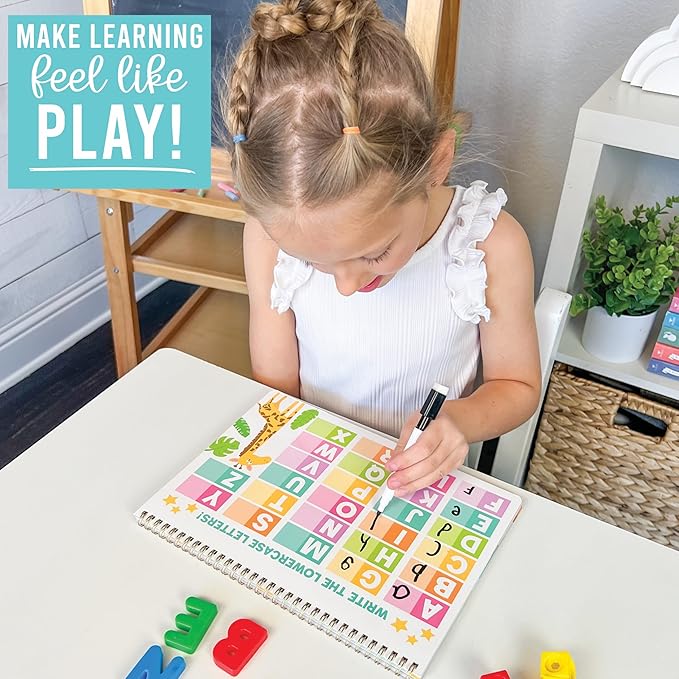 Hadley Designs ABC Tracing Books for Kids Ages 3-5, Dry Erase Writing Practice for Kids Age 3-5, Preschool Workbooks Age 3-4, Alphabet Letter Tracing Book for Toddlers Preschool Learning Activities
