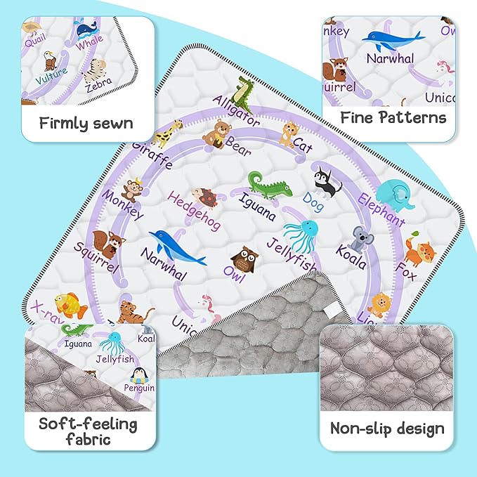 Baby Play Mat，Thick Soft 71" X 79" Playpen mat, Non-Slip and Machine Washable Baby Play Mats for Floor，Crawling Mat for Babies, Toddlers & Infants to Play and Learn (Purple Animal)