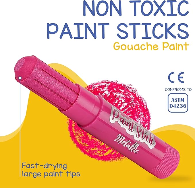 Tempera Paint for Kids and Toddlers - 30 Large Paint Sticks - Washable, Solid, Non Toxic, Mess free Paint Set - Arts and Crafts for Kids - for Wood, Glass, Canvas, or Card painting