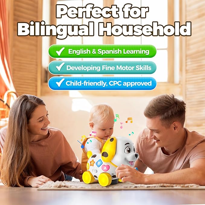 Musical Baby Toys 6-12 Month, 1st First Birthday Gift for 1 Year Old Boys Girls, Crawling & Walking Puppy Toy 6 7 8 9 10 12-18 Month Old Bilingual Learning Developmental Toy for Baby Boy Girl Age 1-2