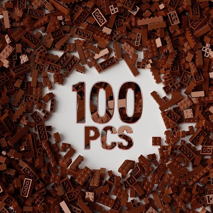100 Piece Brown Bricks Bulk, 12 Size Brown Classic Building Blocks Bricks, Compatible with Lego Parts and Pieces(Color: Brown)