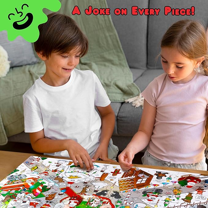 Christmas Joke Puzzle – 72pcs Christmas-Themed Kids Jigsaw Puzzle for Adults, Extra Large Floor Puzzles for Kids Ages 5+, Fun Adult Puzzles & Toddler Educational Toys (24" x 36")