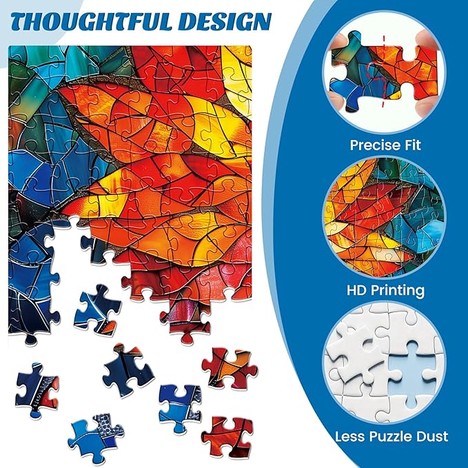 Puzzles for Adults 500 Pieces - Challenging Flower of Life Stained Glass Puzzle, Crystal Puzzle for Adults, Impossible Cool Mosaic Puzzles for Teens 12-16, Perfect for Game Nights 20.5X 15in